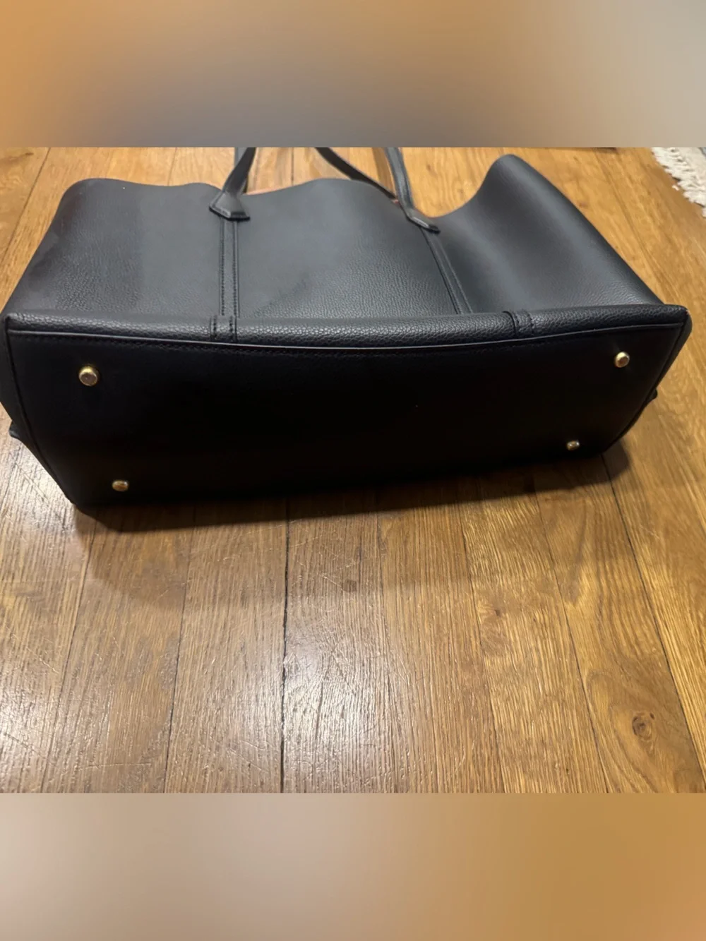 Tory Burch Perry Women's Triple-Compartment Tote Black Pebbled Leather
